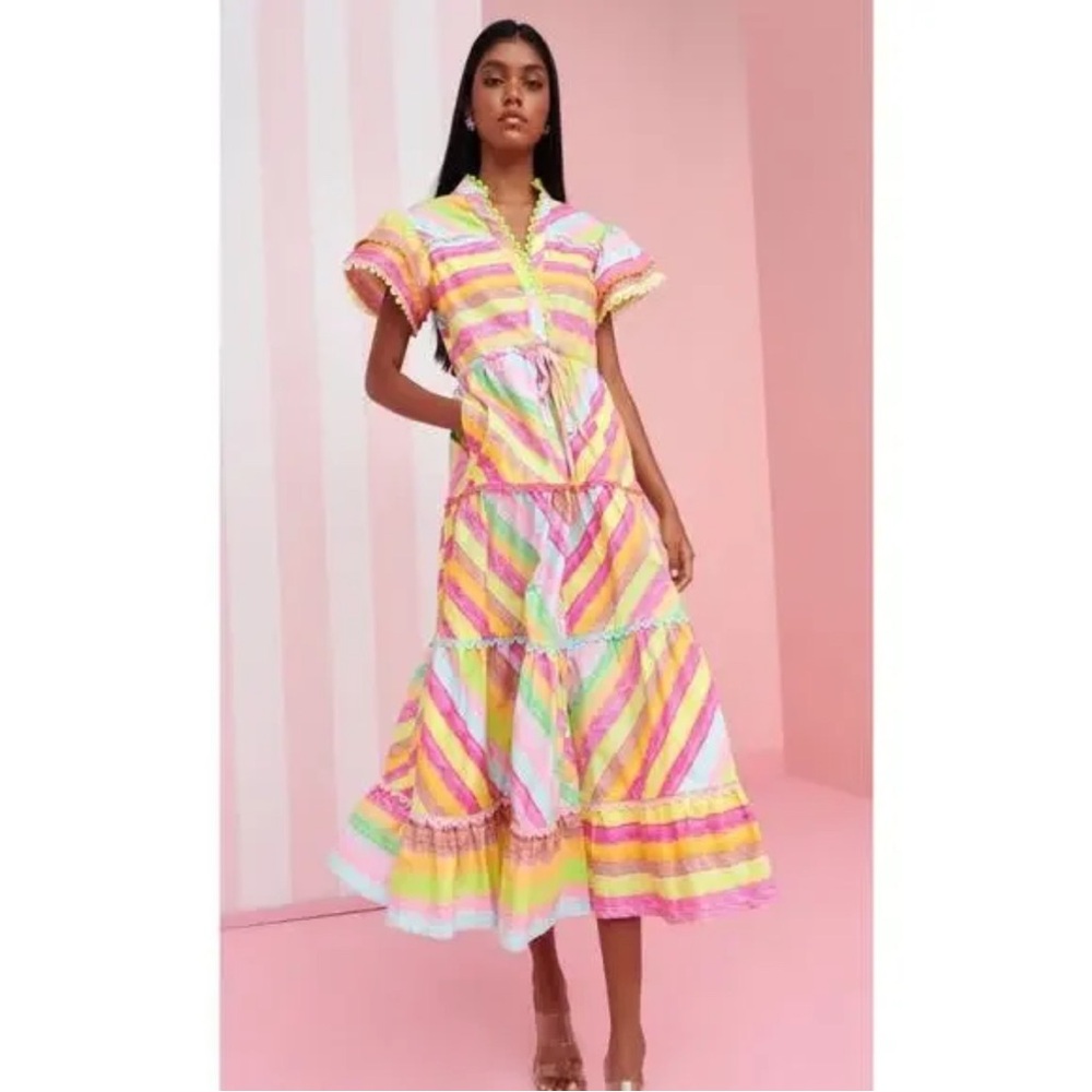New Celia B Echoes Dress sz M Rainbow Stripe